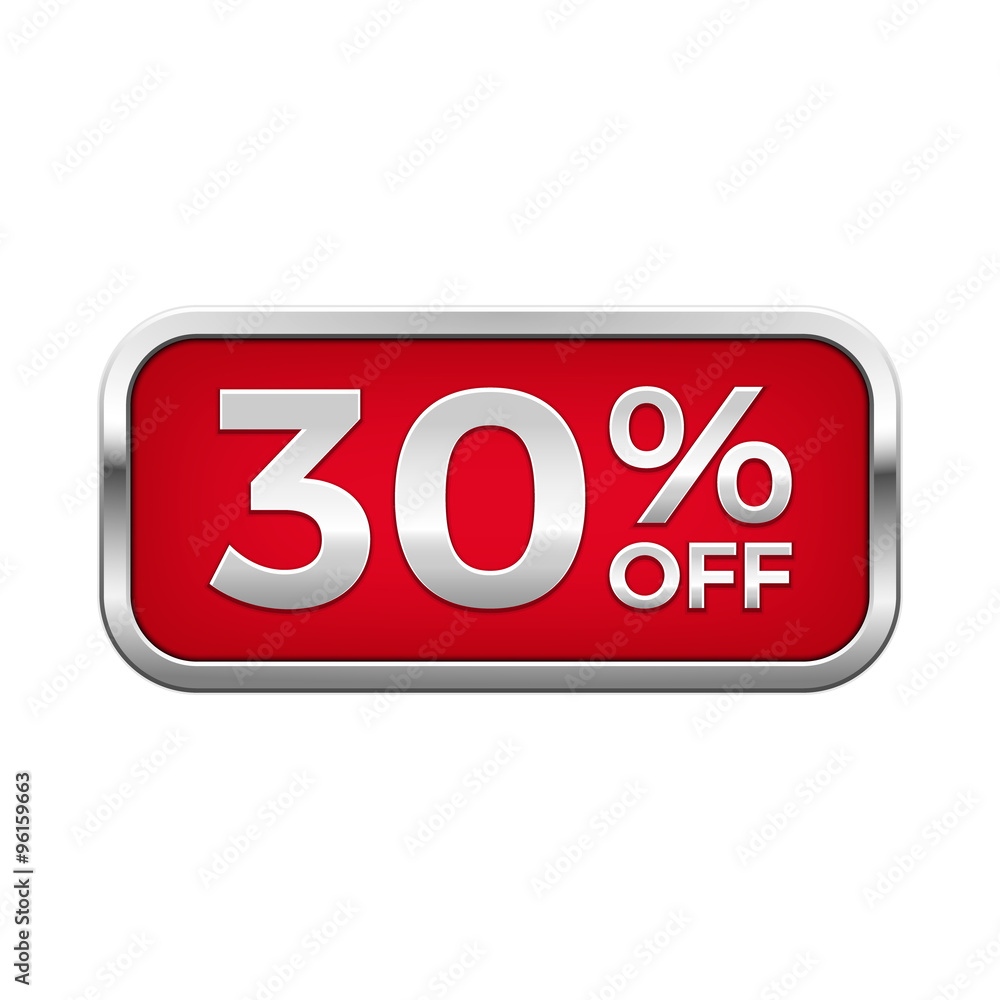 Red 30% plate in silver frame Red 30% plate in silver frame