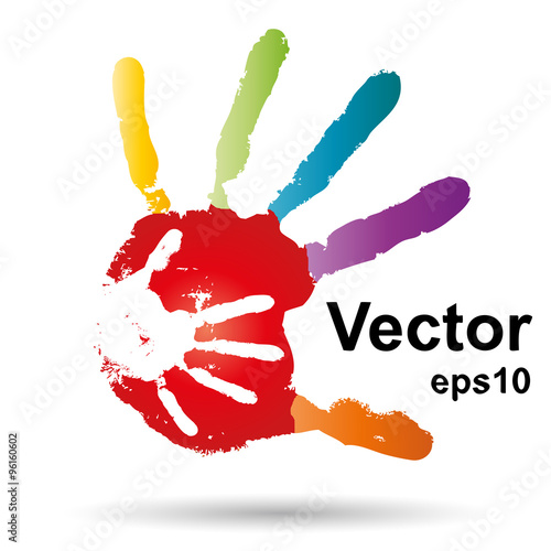 Vector conceptual mother and child hand print isolated