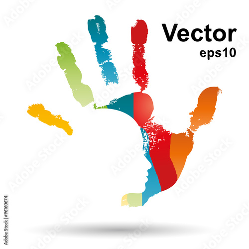 Vector conceptual abstract human child hand paint  woman face