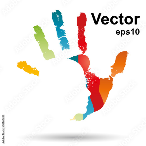 Vector conceptual abstract human child hand paint man face
