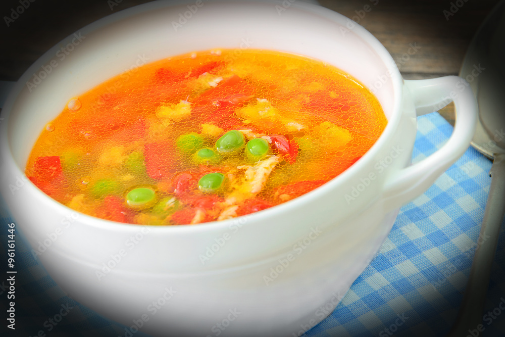 Healthy Food: Fish Soup Vegetables.