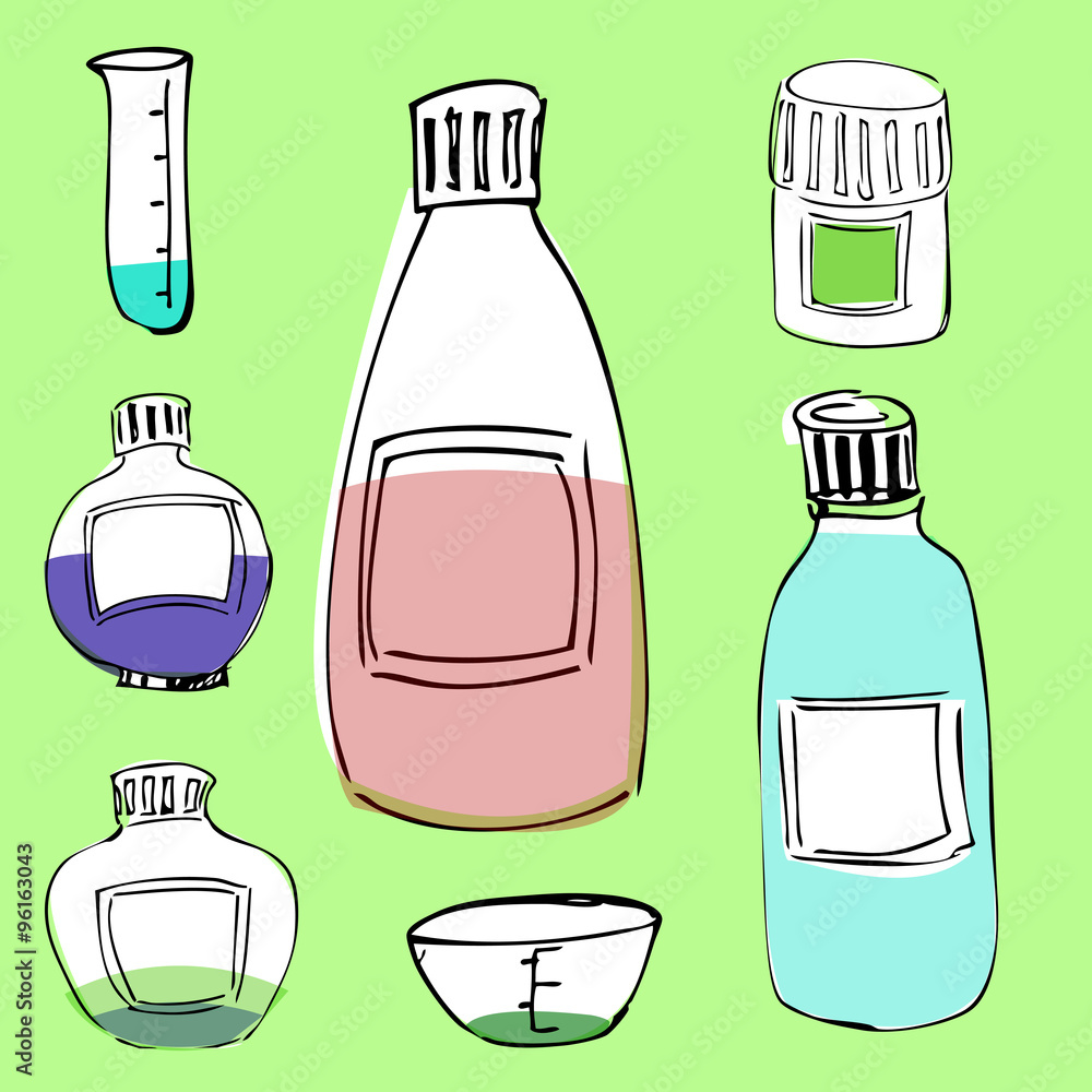 vector set of flasks, jars, beaker, bottle vector set of flasks, jars, beaker, bottle