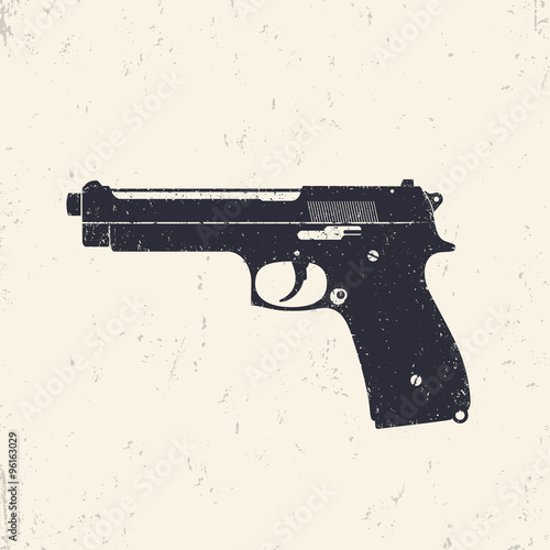 pistol, gun, modern semi-automatic pistol, handgun, vector illustration