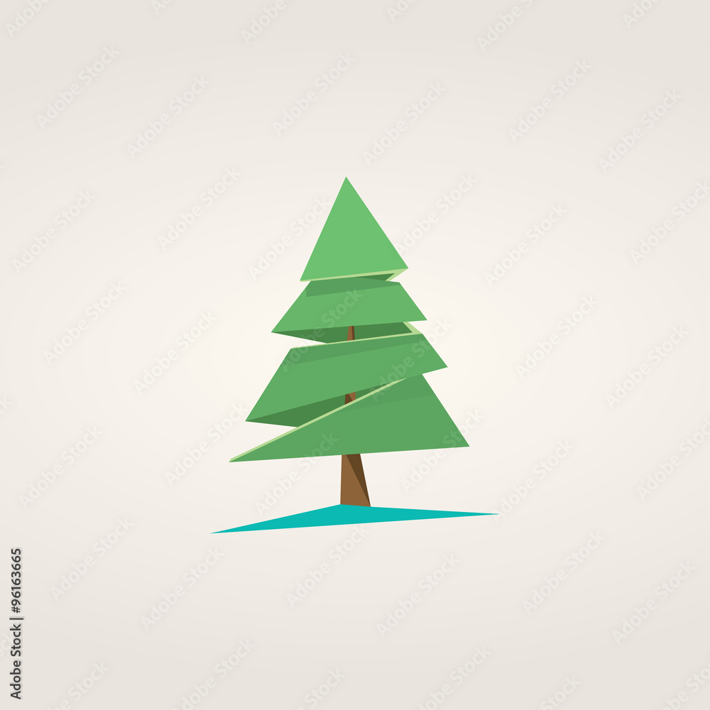 Low poly christmas tree symbol with presents. Holiday vector background in polygonal design Low poly christmas tree symbol with presents. Holiday vector background in polygonal design
