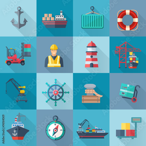 Sea Port Icons Set