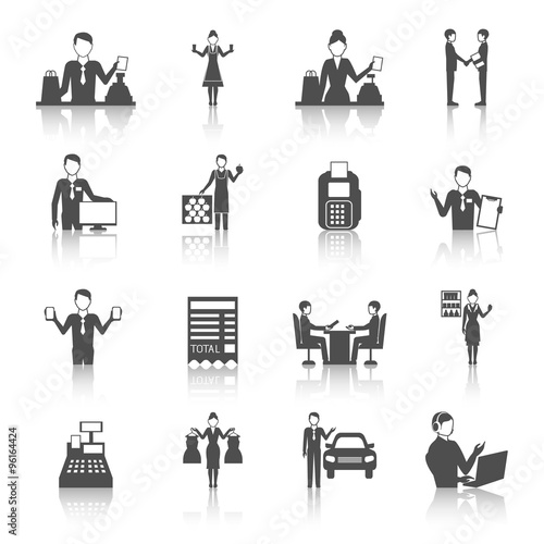 Salesman Monochrome Icons Set