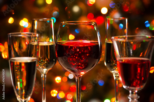 Crystal glasses of wine