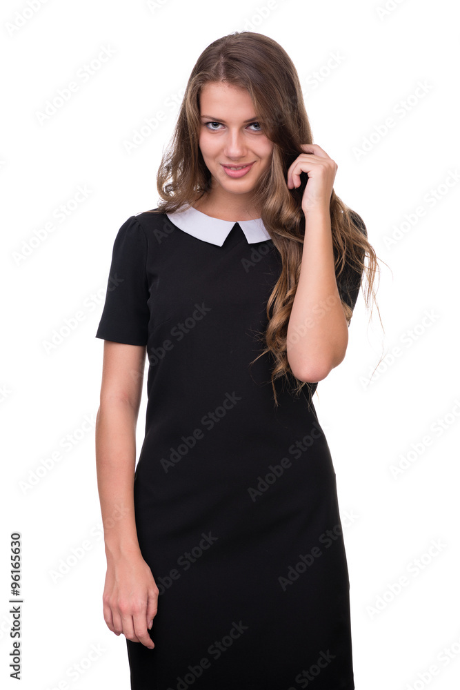 Beautiful woman portrait smiling isolated over a white Beautiful woman portrait smiling isolated over a white