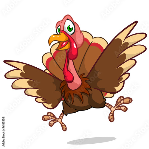 Cute turkey cartoon. Thanksgiving symbol. Vector illustration isolated on white background