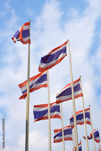 flag of Thailand with blue sky background