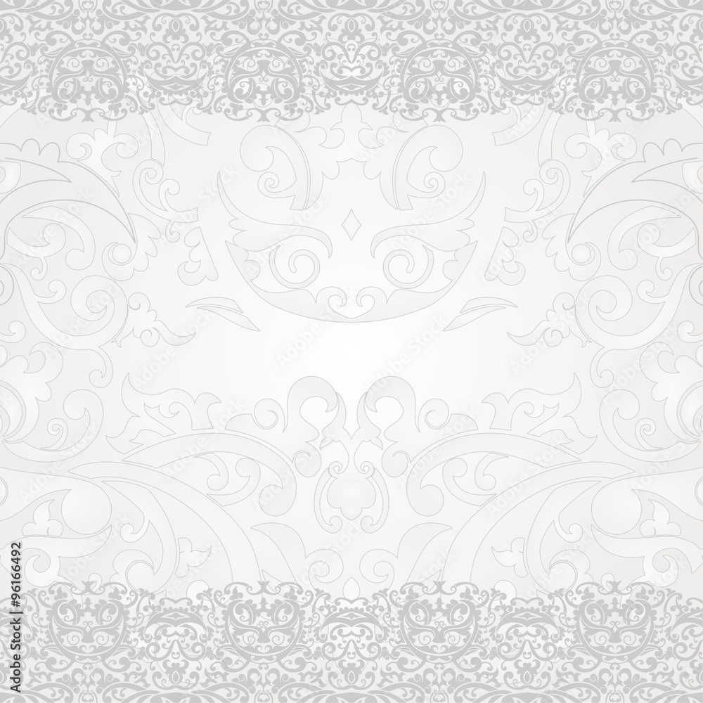 Silver and White Batik Swirl Floral Yogyakarta Stock Vector | Adobe Stock