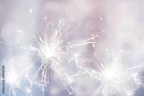 White sparkler fire for holiday festive background
