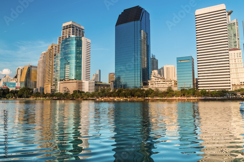 Landscape building business district of bangkok at evening