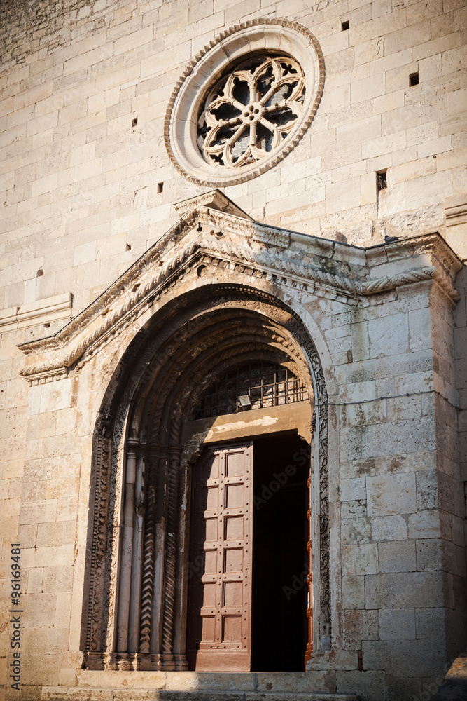 Portal of the church in Pula (Croatia)
