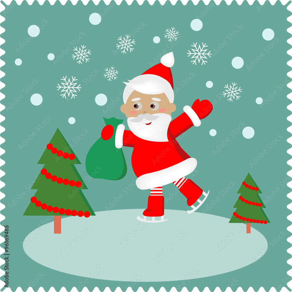 Greeting card with happy Santa Greeting card with happy Santa