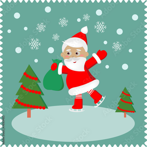 Greeting card with happy Santa  © LiluyDesign