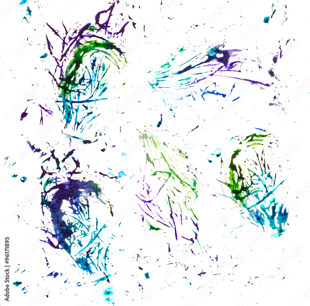 Abstract blue watercolor splashes