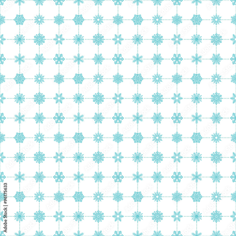 A snowflakes seamless pattern in blue and white background for Christmas holiday. A snowflakes seamless pattern in blue and white background for Christmas holiday.