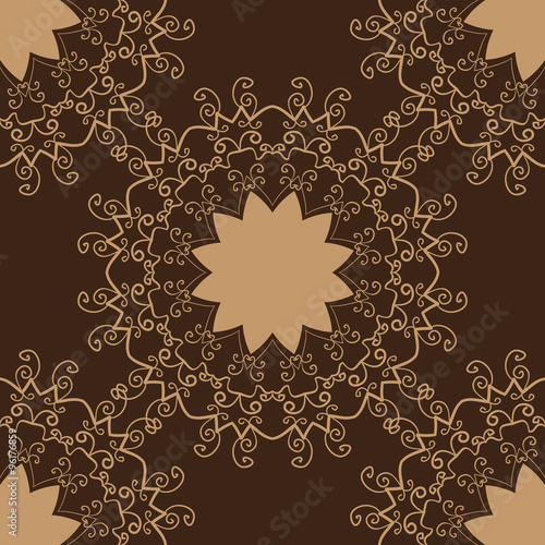 Vintage vector pattern. Hand drawn abstract tile. Decorative retro banner henna color. Wallpaper for banner, invitation, wedding card, caver