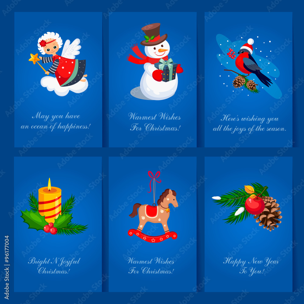Fototapeta premium Set of Christmas and New Year greeting cards