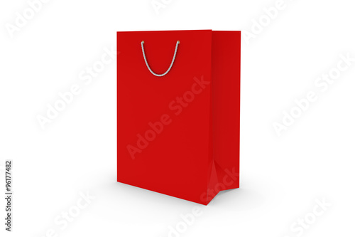 Blank Red Paper Shopping Bag Isolated on White
