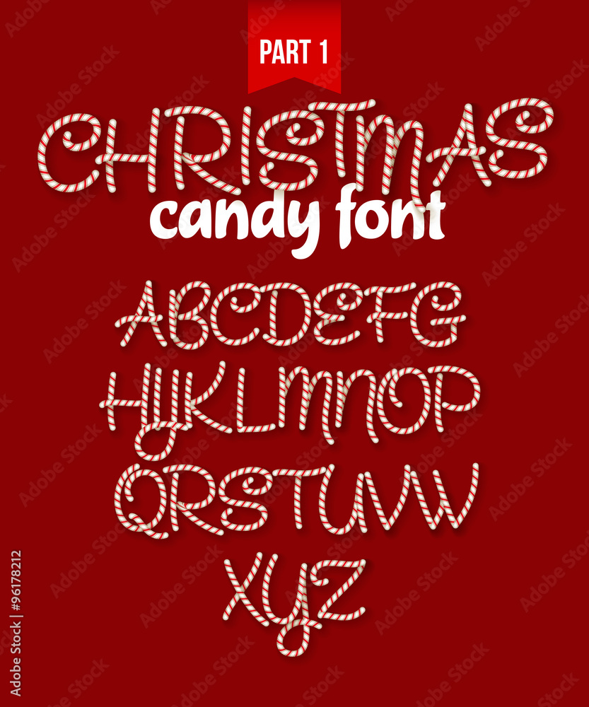 Christmas Candy cane alphabet. Vector illustration Christmas Candy cane alphabet. Vector illustration