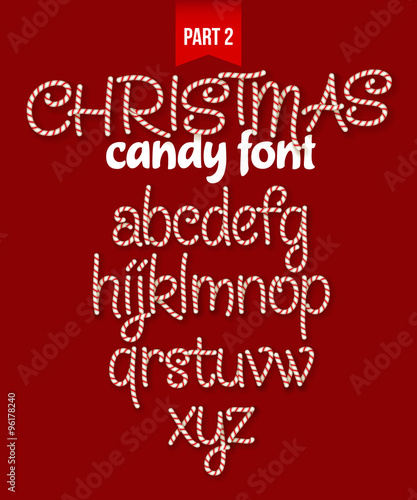 Christmas Candy cane alphabet. Vector illustration