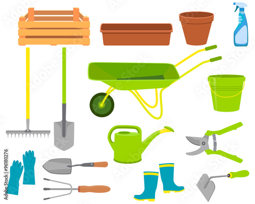 Set of icons garden tools isolated on white background. Vector illustration