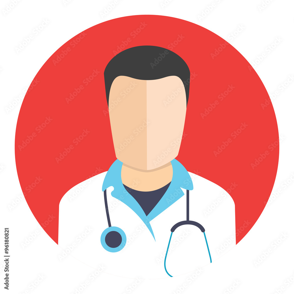 Doctor avatar logo. Male doctor avatar icon. Medical flat design style face of doctor isolated on white background. Vector icon Doctor avatar logo. Male doctor avatar icon. Medical flat design style face of doctor isolated on white background. Vector icon