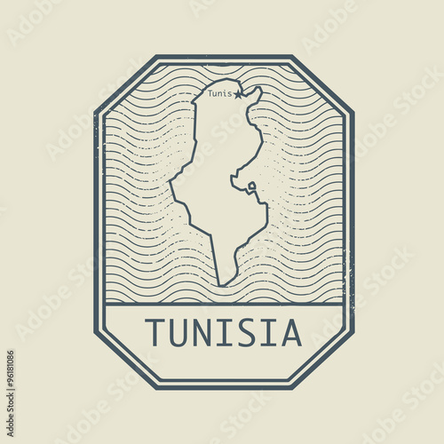 Fototapeta Naklejka Na Ścianę i Meble -  Stamp with the name and map of Tunisia