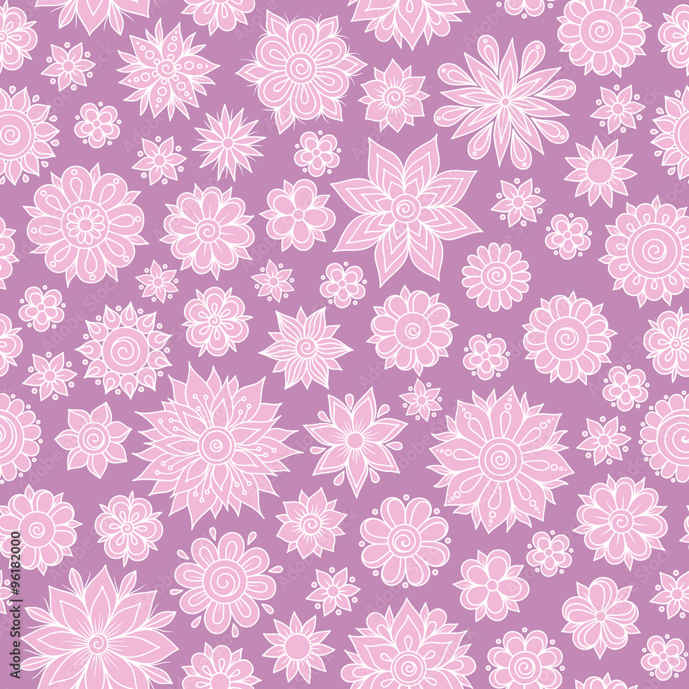 Vector seamless floral pattern with flowers and leaves Vector seamless floral pattern with flowers and leaves