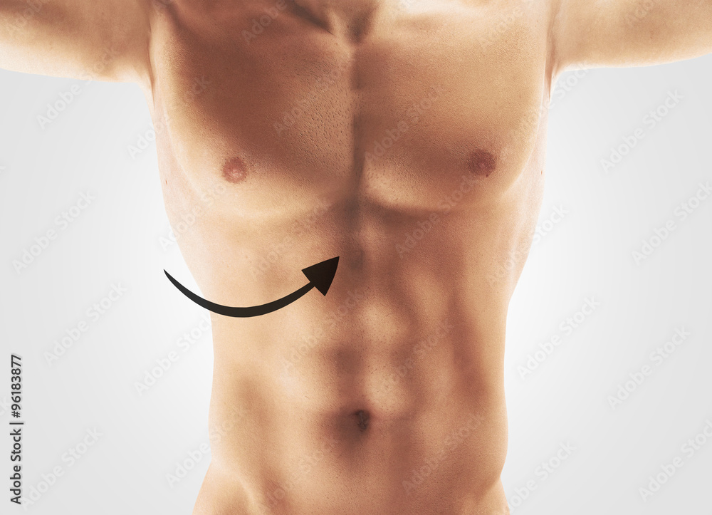 Fototapeta premium Petto uomo torace indicato con freccia