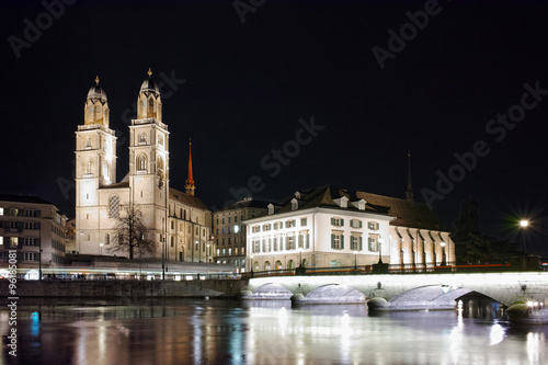 Amazing Night photo of Zurich and Limmat River, Switzerland