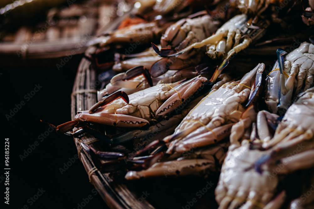 Raw crab sea food at local market in asia