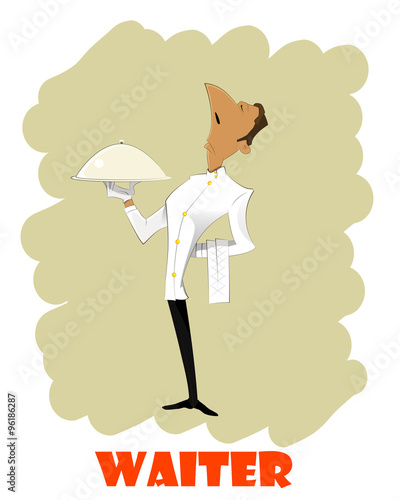 Cartoon waiter vector illustration