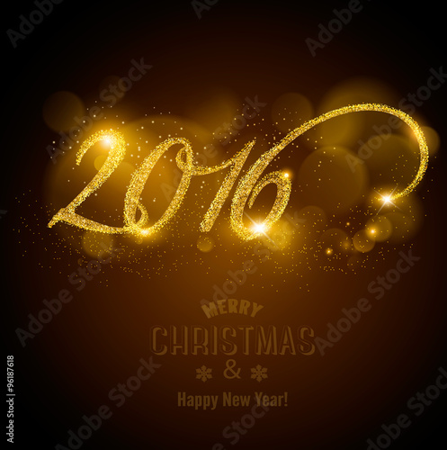 Celebration background with a beautiful gold 2016. Vector.