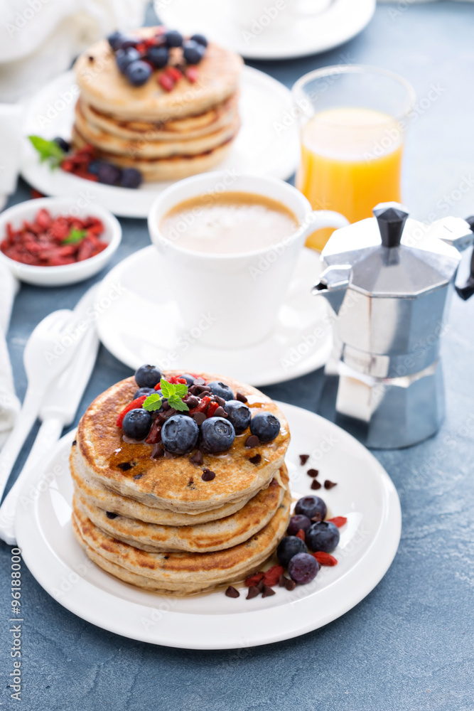 Fluffy chocolate chip pancakes Fluffy chocolate chip pancakes