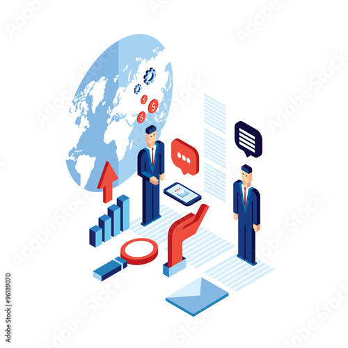 Businessman isometric people Successful business communication technology concept