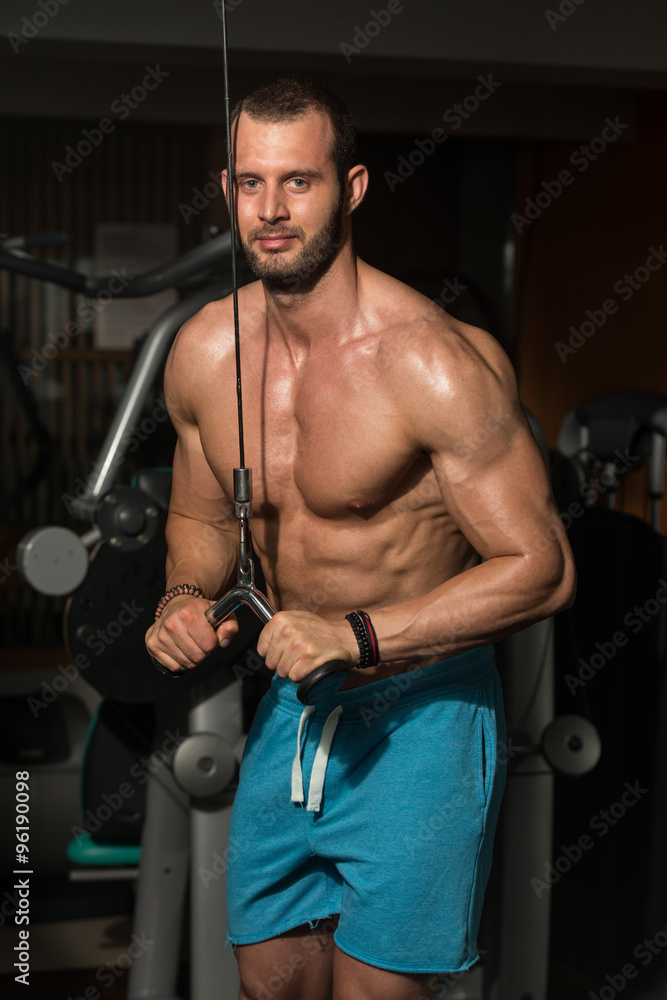 Healthy Young Man Doing Exercise For Triceps Healthy Young Man Doing Exercise For Triceps