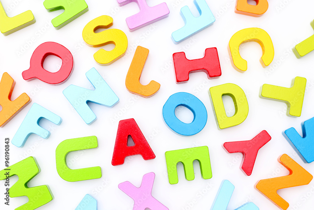 Rainbow Alphabet scattered on a white background Rainbow Alphabet scattered on a white background