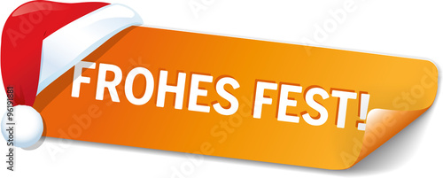Button Label Frohes Fest Orange 