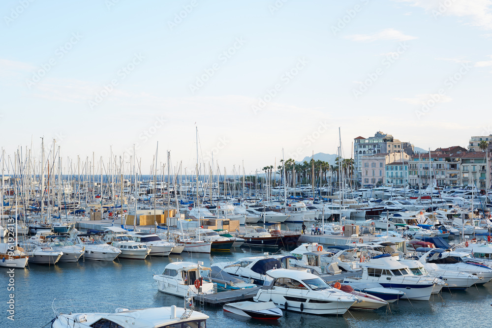 Cannes old harbor boats and yachts, France