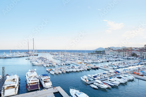 Cannes old harbor boats and yachts, french riviera photo