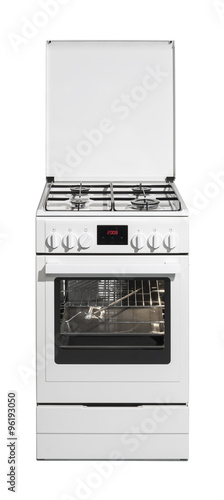 White kitchen stove isolated on white background with clipping path.