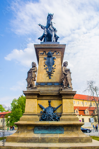 statue of czech king jiri z podebrad situated in podebrady city, czech republic. photo