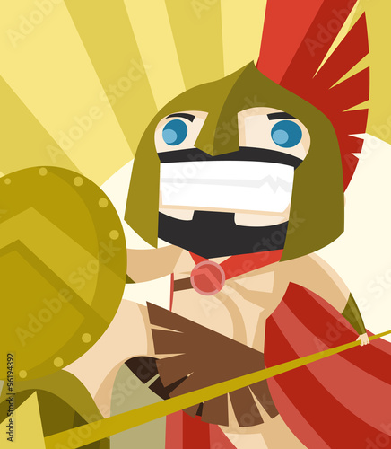 guerrero espartano con lanza y escudo photo
