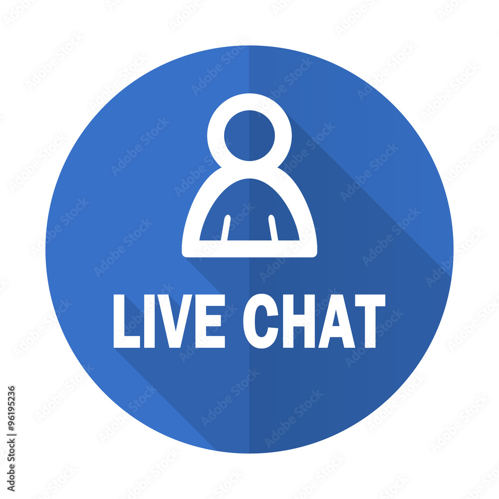 live chat blue flat desgn icon with shadow on white background live chat blue flat desgn icon with shadow on white background