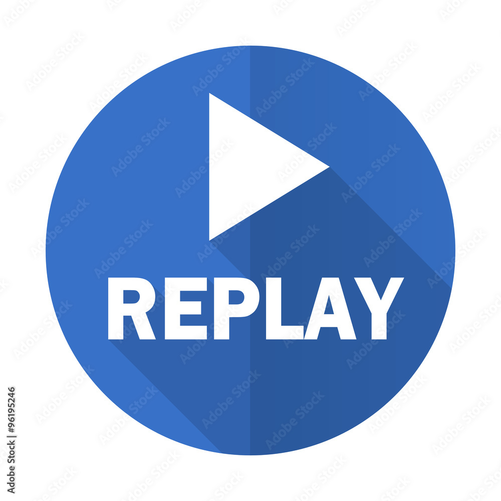 replay blue flat desgn icon with shadow on white background replay blue flat desgn icon with shadow on white background