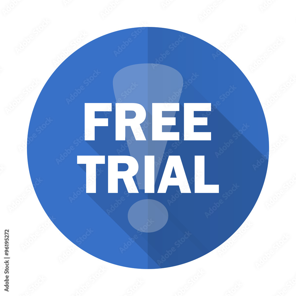 free trial blue flat desgn icon with shadow on white background free trial blue flat desgn icon with shadow on white background