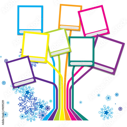 Family tree with many-colored frames white thame